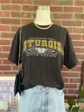 Vintage 2007 Sturgis Black Cotton Tee with Horse Graphic